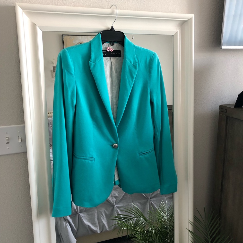 Zara Turquoise Lined Blazer SZ S